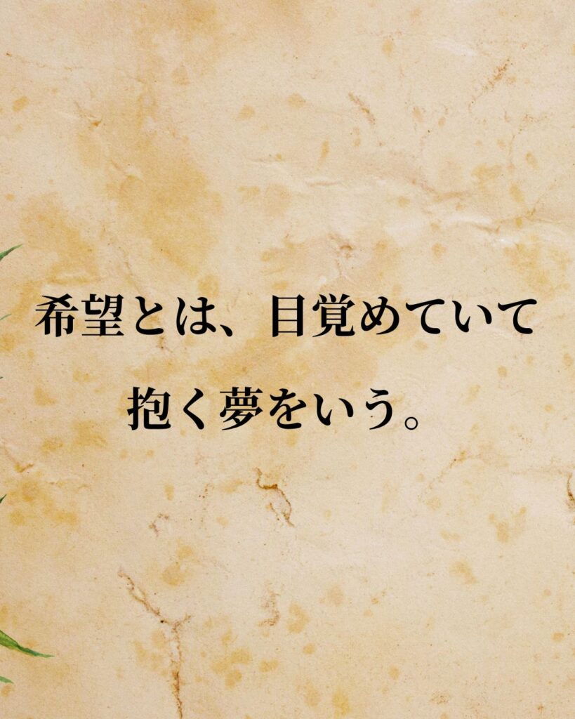 アリストテレス「希望とは、目覚めていて抱く夢をいう。」この名言のイラスト