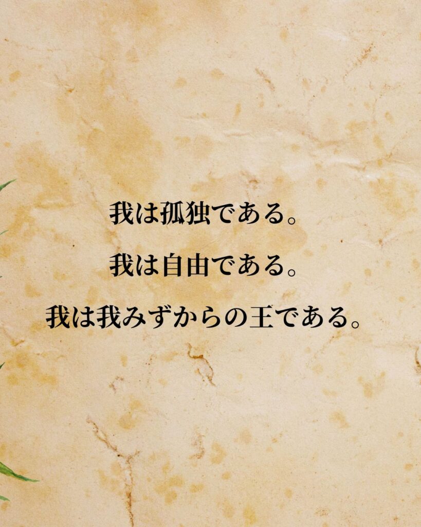 イマヌエル・カント「我は孤独である。我は自由である。我は我みずからの王である。」この名言のイラスト