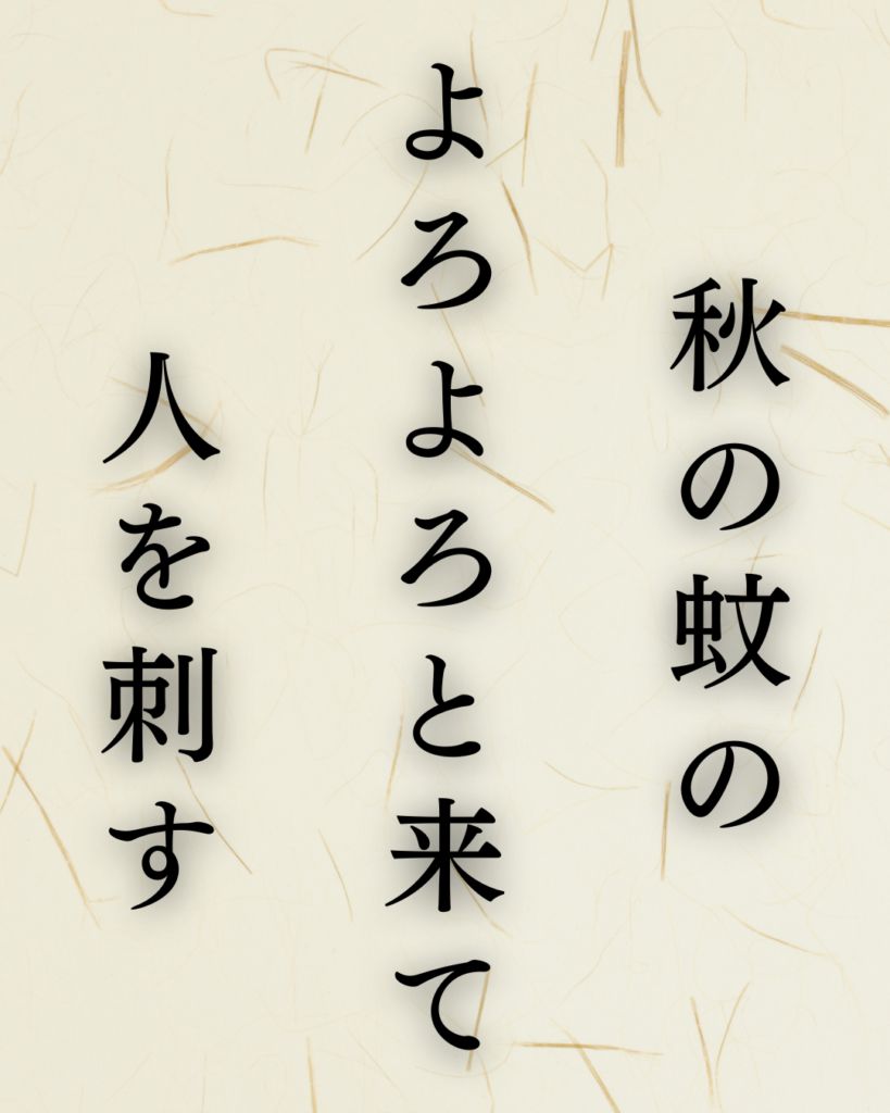 正岡子規の秋の俳句「秋の蚊の　よろよろと来て　人を刺す」この俳句のイラスト