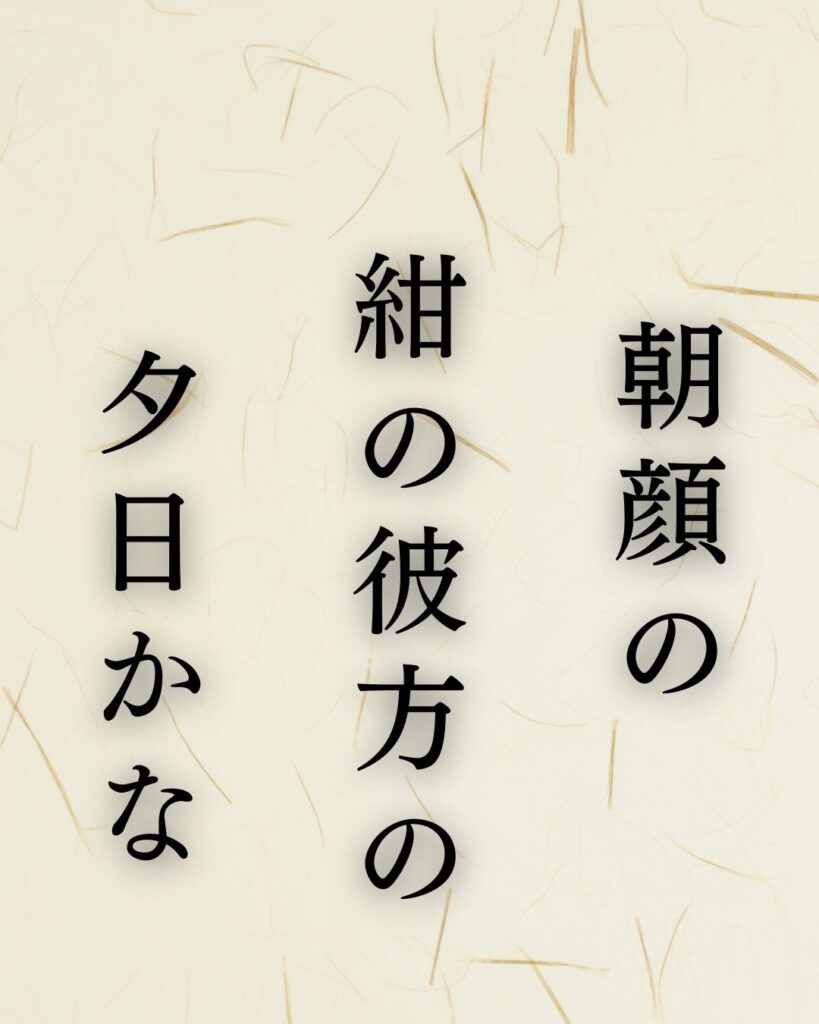 石田波郷作「朝顔の　紺の彼方の　夕日かな」この俳句のイラスト