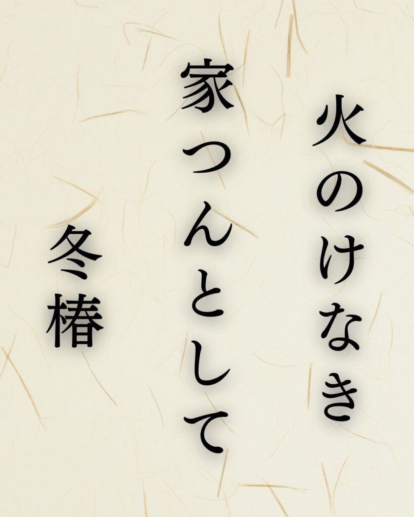 小林一茶作「火のけなき　家つんとして　冬椿」この俳句のイラスト