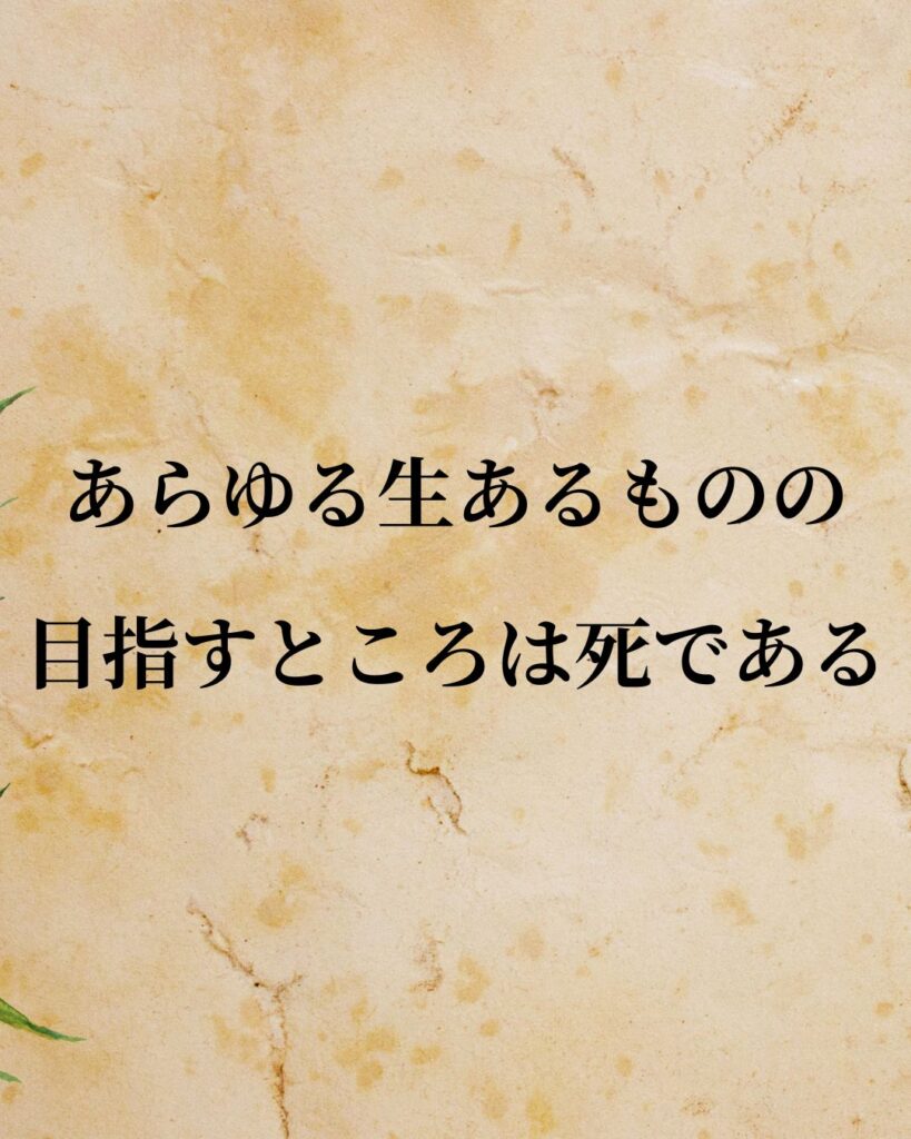 ジークムント・フロイト「あらゆる生あるものの目指すところは死である。」この名言のイラスト