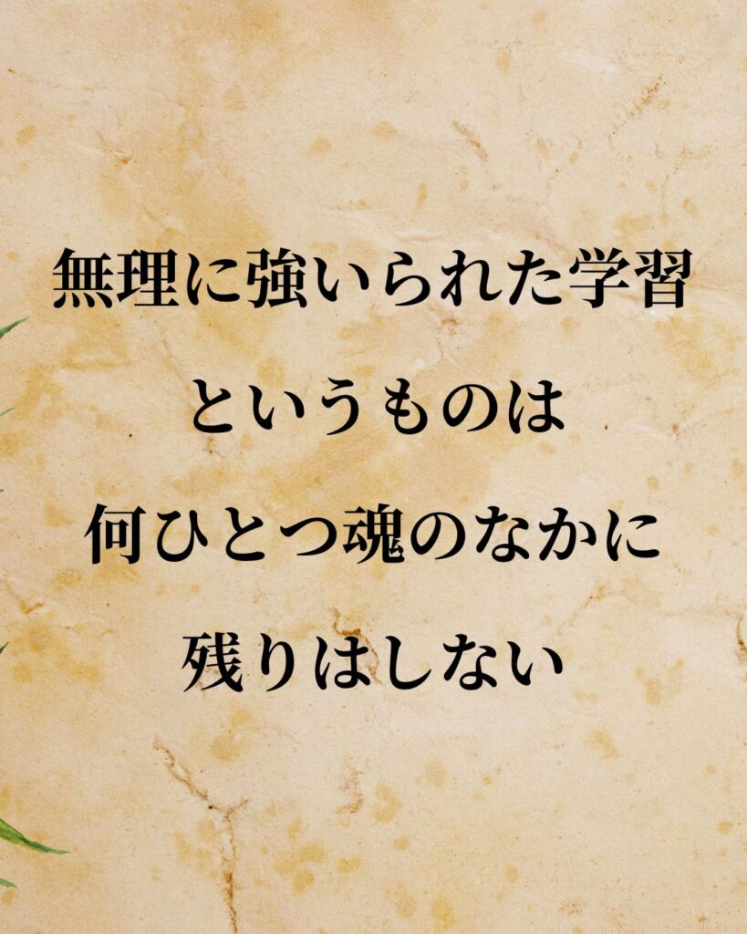 プラトン「無理に強いられた学習というものは、何ひとつ魂のなかに残りはしない。」この名言のイラスト