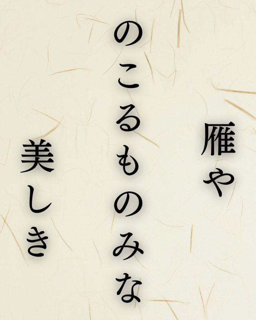 石田波郷作「雁(かりがね)や　のこるものみな　美しき」この俳句のイラスト