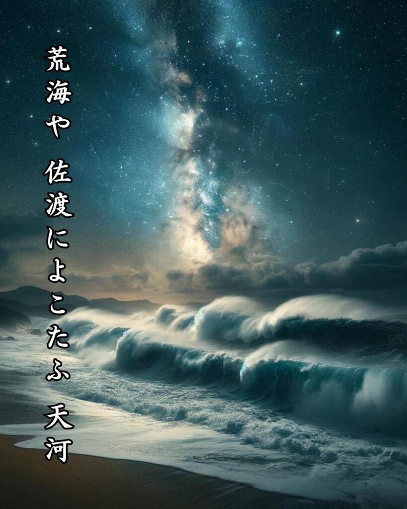 松尾芭蕉の名句「五月雨を」に迫る！代表作や人物像を徹底解説！「荒海や　佐渡によこたふ　天河」松尾芭蕉の俳句をイメージした画像