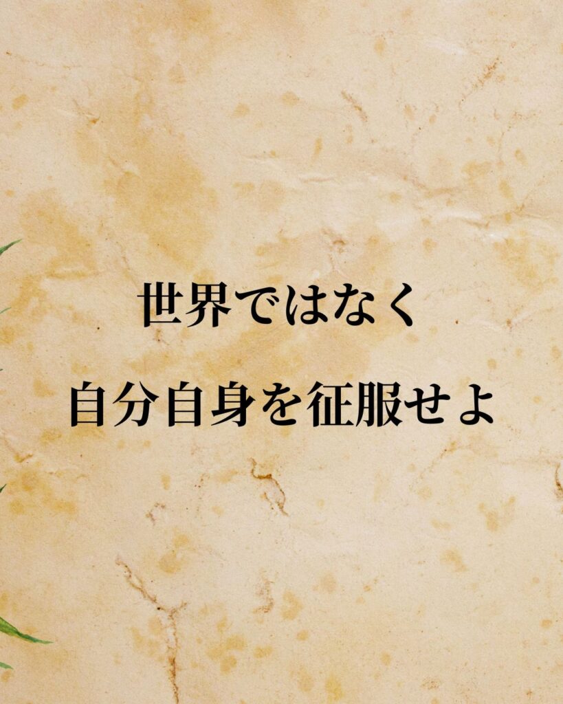 シンプルに役立つ「ルネ・デカルト」の名言９選「世界ではなく、自分自身を征服せよ。」この名言のイラスト