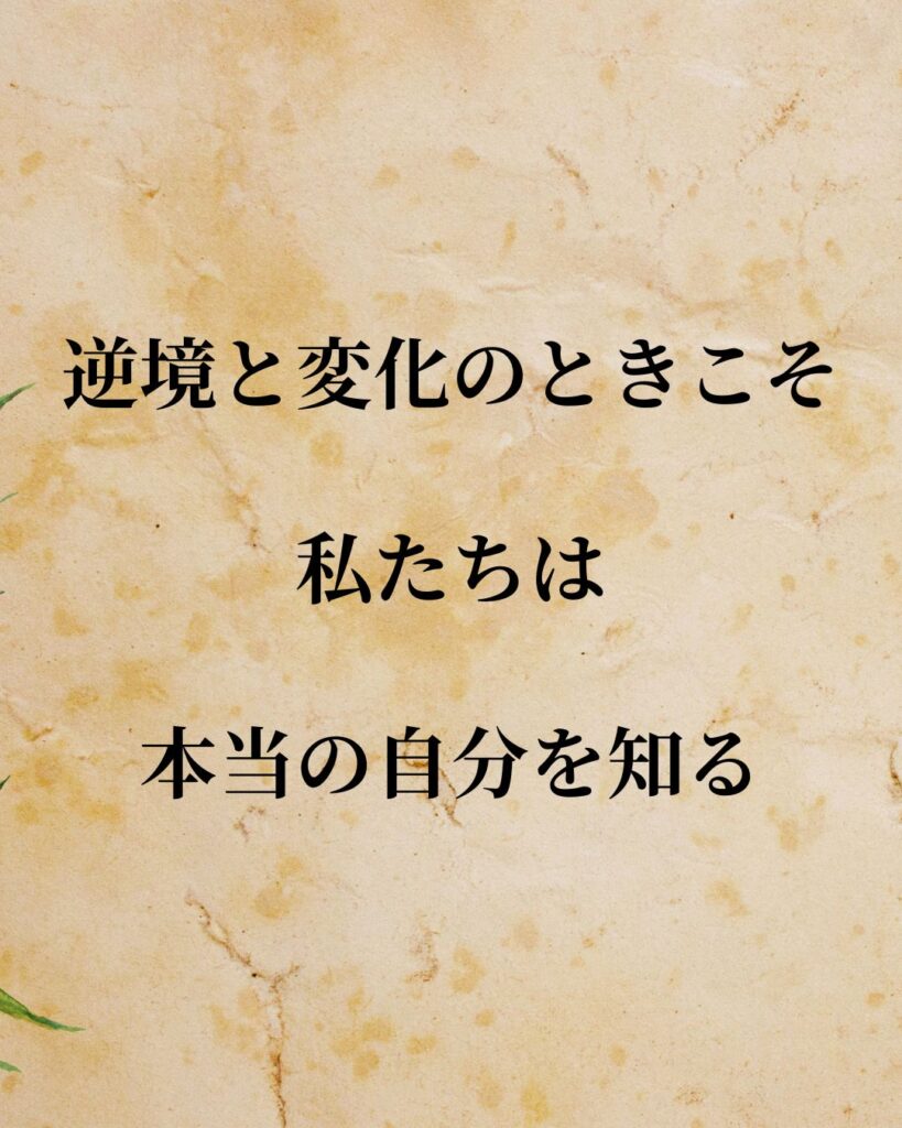 「ハワード・シュルツ」「逆境と変化のときこそ、私たちは本当の自分を知る。」この名言を記載した画像