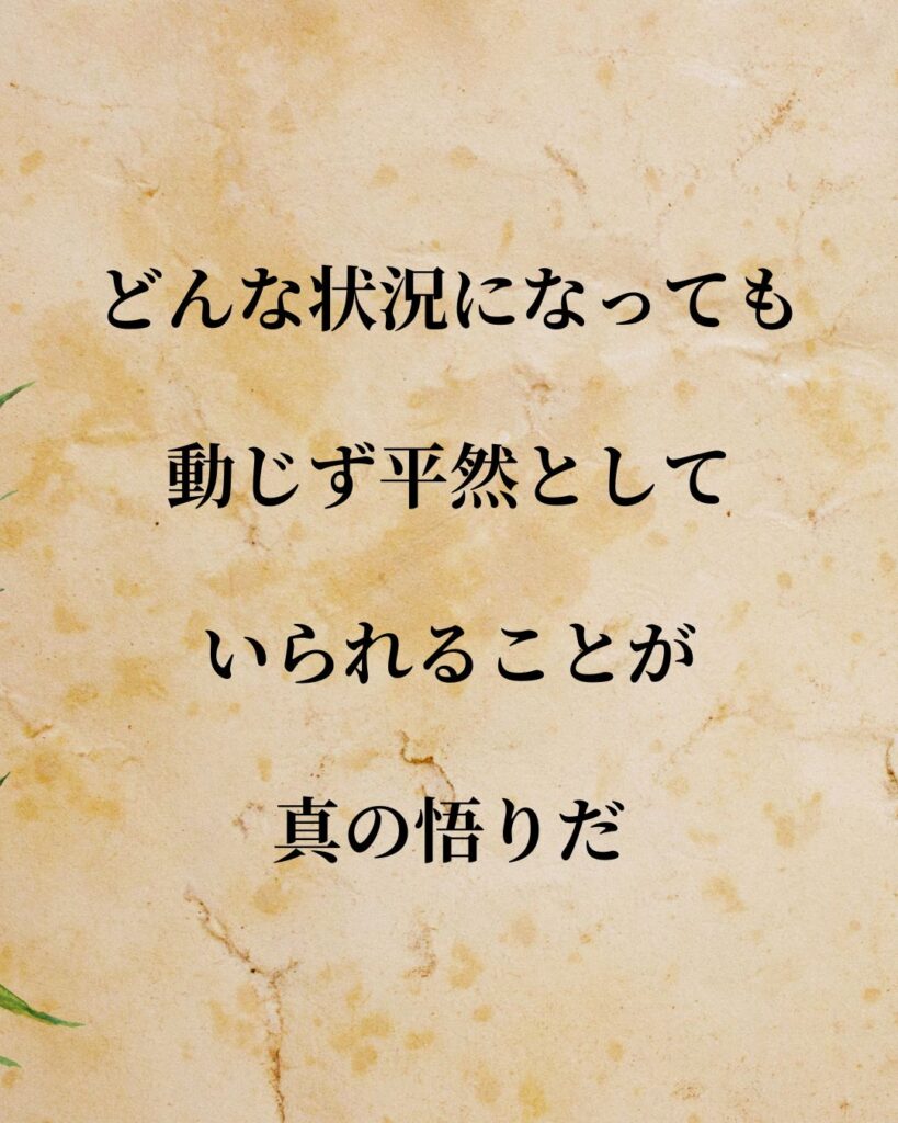 「正岡子規」「どんな状況になっても動じず平然としていられることが、真の悟りだ。」この名言を記載した画像