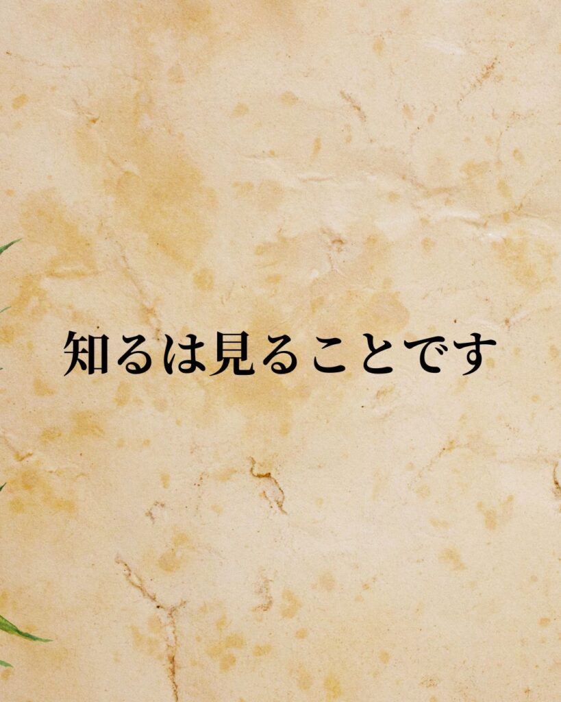 シンプルに役立つ「ジョン・ロック」の名言９選「知るは見ることです。」この名言のイラスト