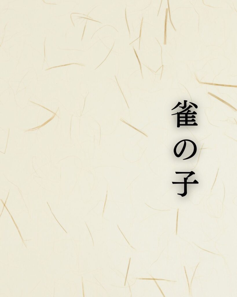 小林一茶の代表作「雀の子」に迫る！名句や人物像を徹底解説！「雀の子　そこのけそこのけ　お馬が通る」小林一茶の俳句を記載した画像