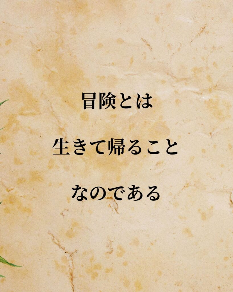 「植村直己」「冒険とは、生きて帰ることなのである。」この名言を記載した画像