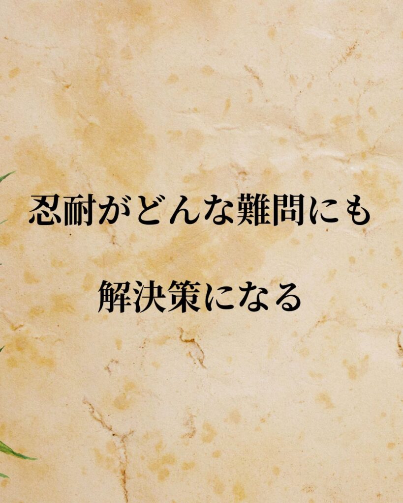 日常生活に活かせる『日本の政治家』の名言9選「吉田茂」「忍耐がどんな難問にも解決策になる。」この名言を記載した画像