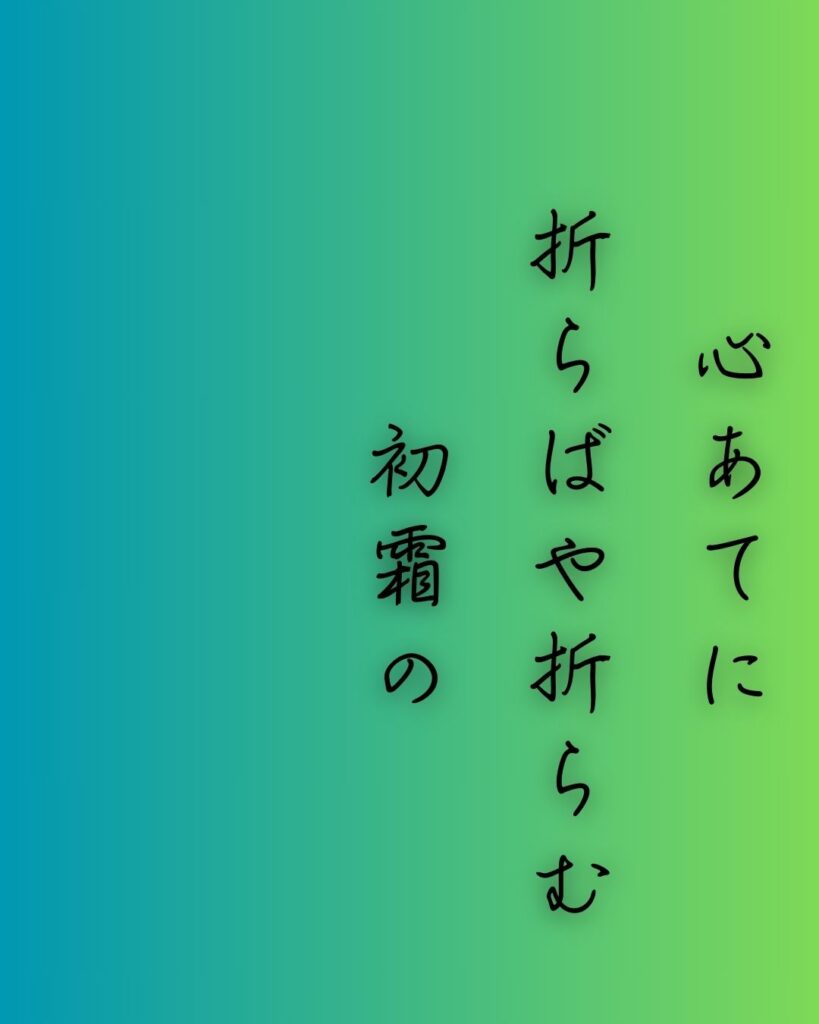 百人一首第二十九番 凡河内躬恒『心あてに』を情景と背景から完全解説「心あてに　折らばや折らむ　初霜の　置きまどはせる　白菊の花」の情景をテーマにした和歌の画像