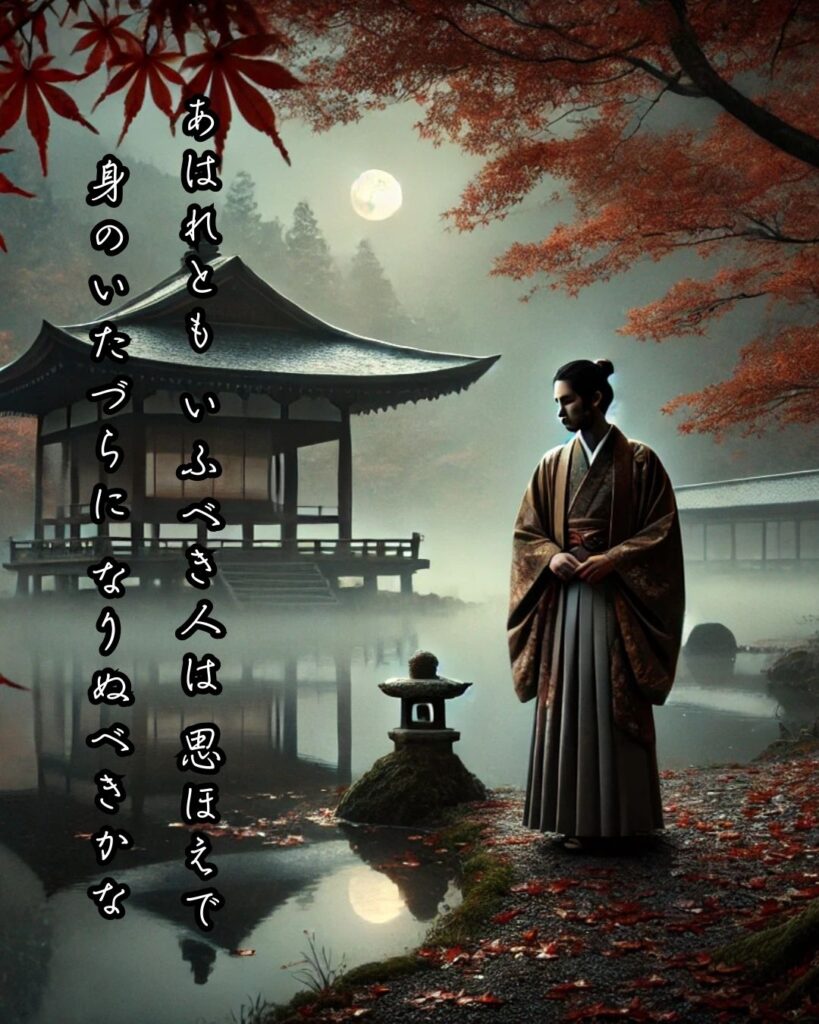 百人一首第45番 謙徳公『あはれとも』背景解説 – 届かぬ哀れ「あはれとも いふべき人は 思ほえで 身のいたづらに なりぬべきかな」の情景をテーマにした和歌とイメージの画像