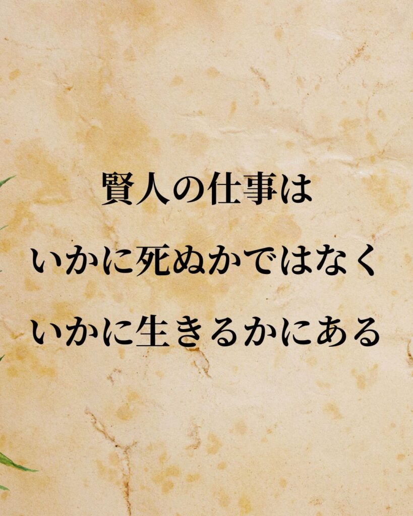 シンプルに役立つ「バールーフ・デ・スピノザ」の名言９選「賢人の仕事は、いかに死ぬかではなく、いかに生きるかにある」この名言のイラスト