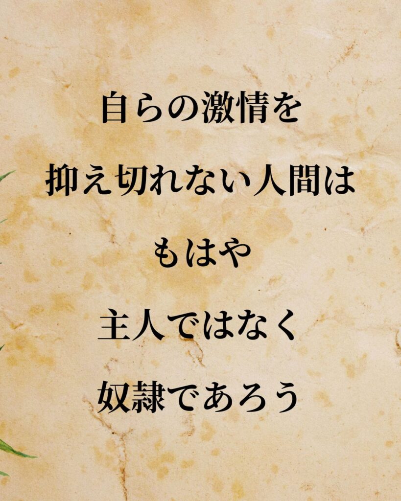 シンプルに役立つ「バールーフ・デ・スピノザ」の名言９選「自らの激情を、抑え切れない人間は、もはや、主人ではなく、奴隷であろう。」この名言のイラスト