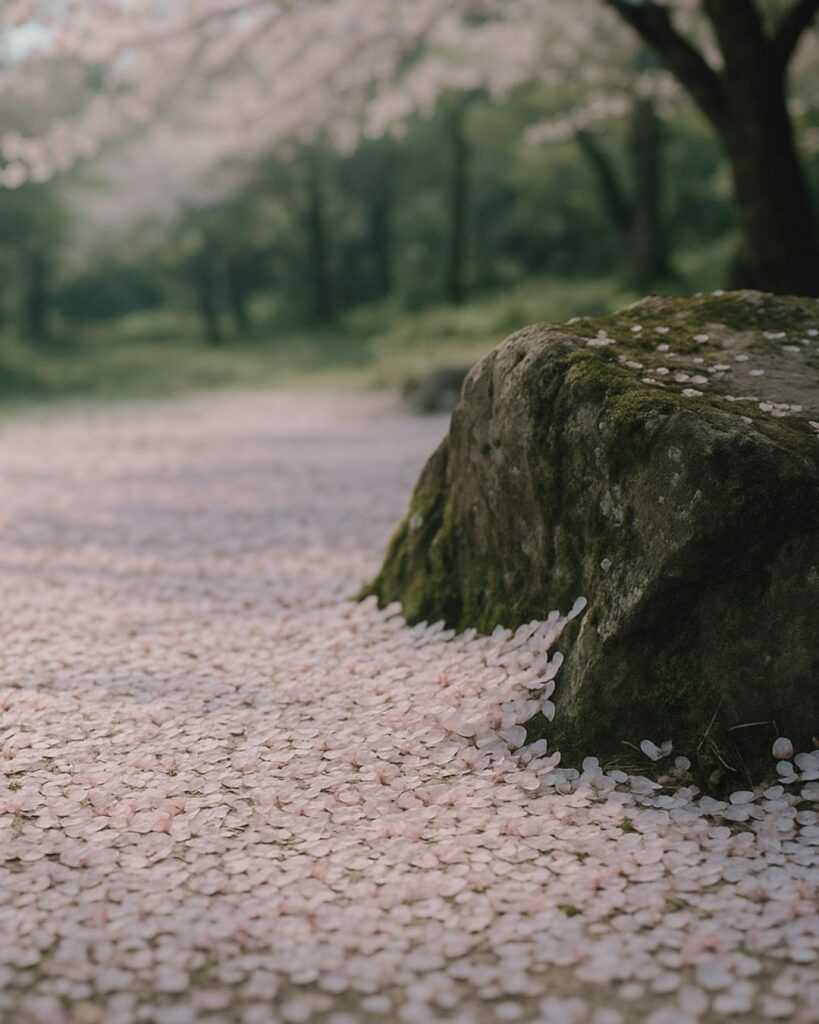 内藤丈草の春の俳句5選-春を映す蕉門の孤高「片尻は 岩にかけてり 花むしろ」この俳句をイメージした画像
