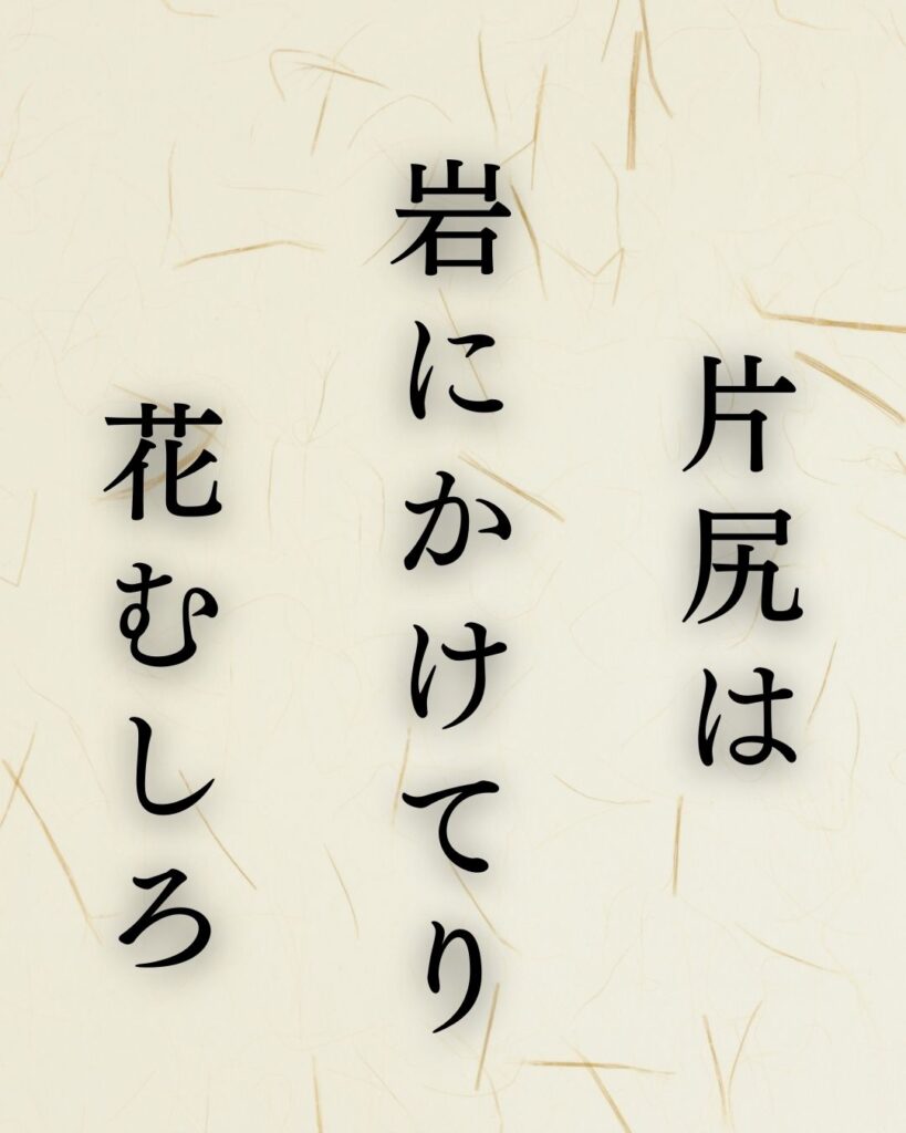 内藤丈草の春の俳句5選-春を映す蕉門の孤高「片尻は 岩にかけてり 花むしろ」この俳句を記載した画像
