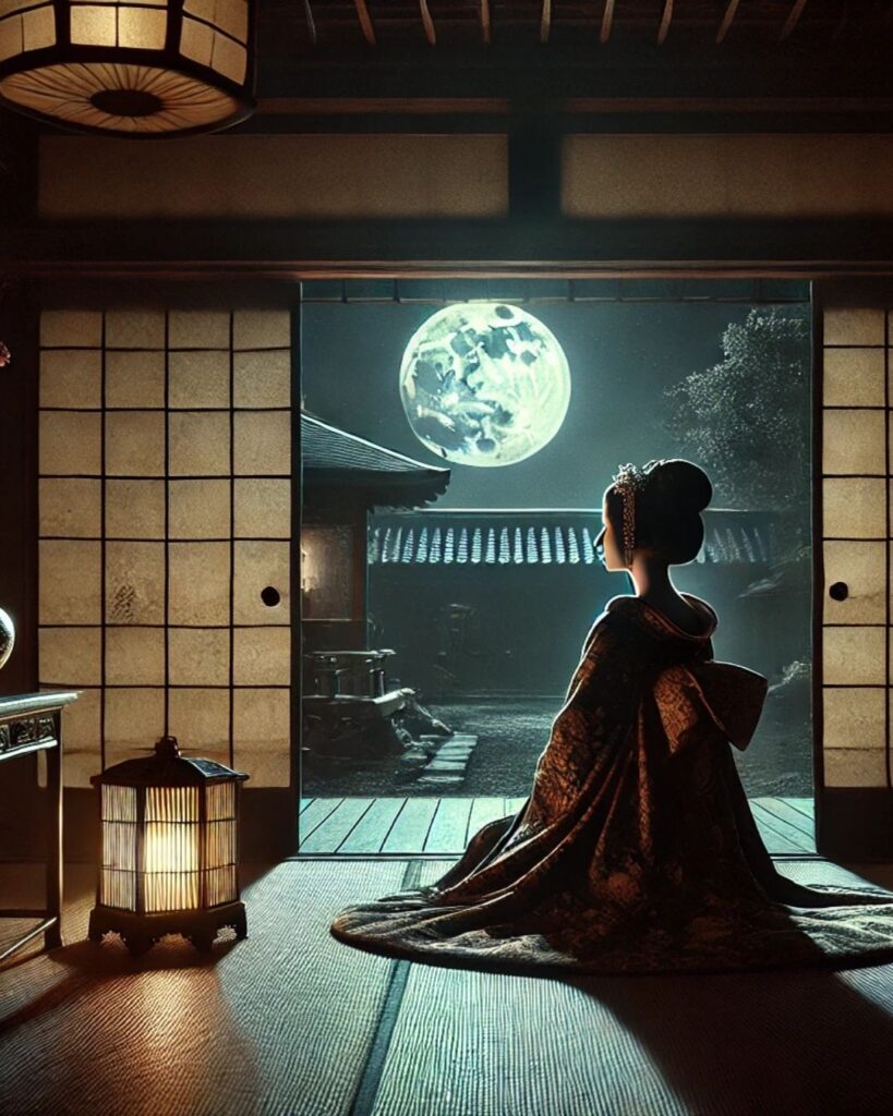 百人一首第53番 藤原道綱母『嘆きつつ』背景解説–独り寝の長き夜「嘆きつつ ひとり寝る夜の 明くる間は いかに久しき ものとかは知る」の情景をテーマにしたイメージの画像