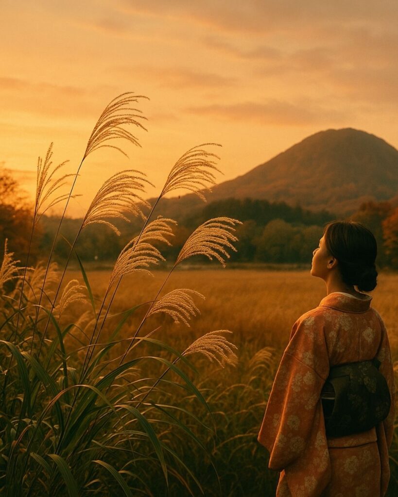 百人一首第58番 大弐三位『有馬山』背景解説–乱るる心音「有馬山 猪名の笹原 風吹けば いでそよ人を 忘れやはする」の情景をテーマにしたイメージの画像