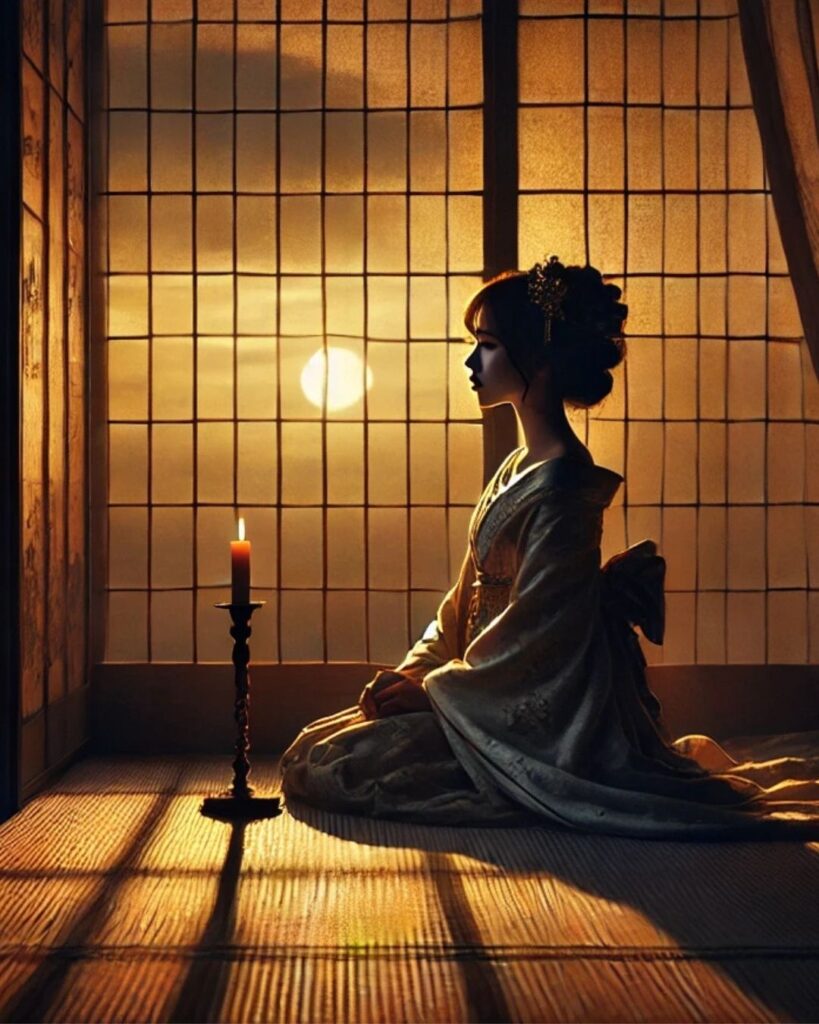 百人一首第54番 儀同三司母『忘れじの』背景解説–忘れぬ想い「忘れじの ゆく末までは かたければ 今日を限りの 命ともがな」の情景をテーマにした和歌とイメージの画像