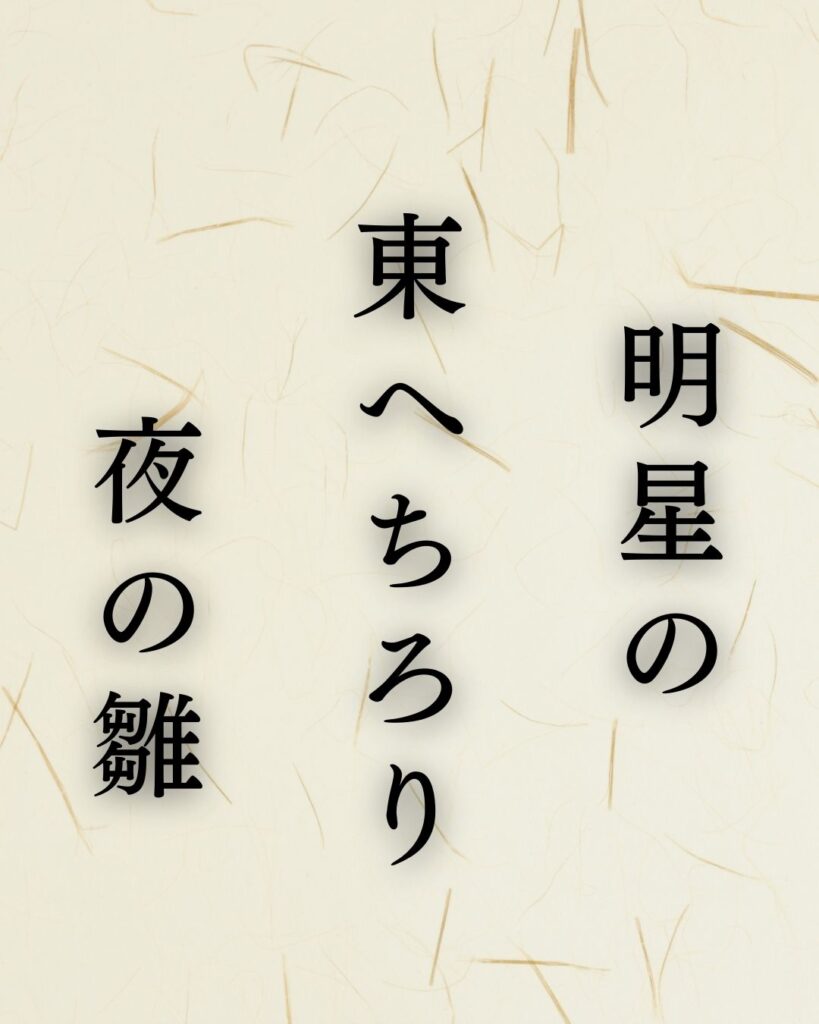 各務支考の春の俳句5選−芭蕉を看取った高弟のまなざし「明星の 東へちろり 夜の雛」この俳句を記載した画像