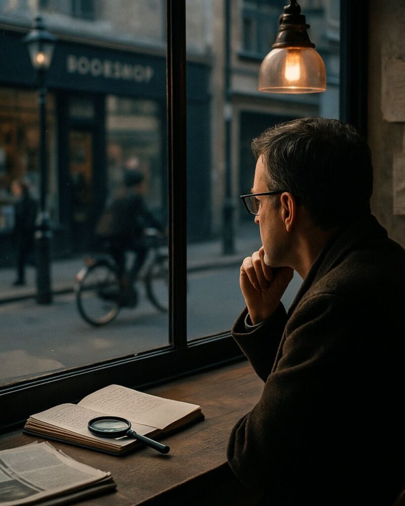 世界の映画監督の名言9選-映像を超えた、心に響く哲学「アルフレッド・ヒッチコック監督」「アイデアはあらゆることから生まれる。」この名言のイメージイラスト