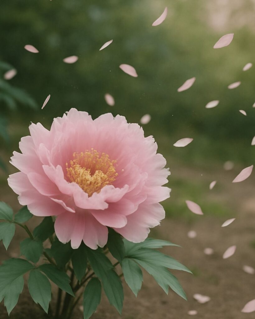 各務支考の春の俳句5選−芭蕉を看取った高弟のまなざし「ちりぢりに 春やぼたんの 花の上」この俳句をイメージした画像