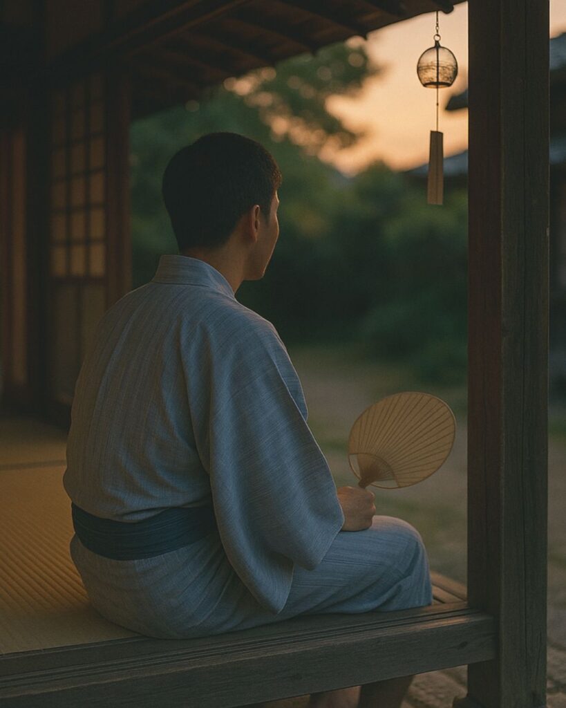 宝井其角の夏の俳句5選-代表作をわかりやすく解説！「夕すずみ　よくぞ男に　生れけり」この俳句をイメージした画像