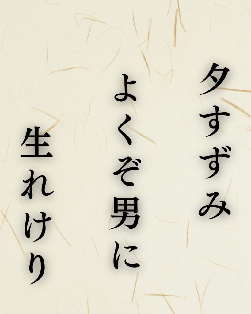 宝井其角の夏の俳句5選-代表作をわかりやすく解説！「夕すずみ　よくぞ男に　生れけり」この俳句を記載した画像