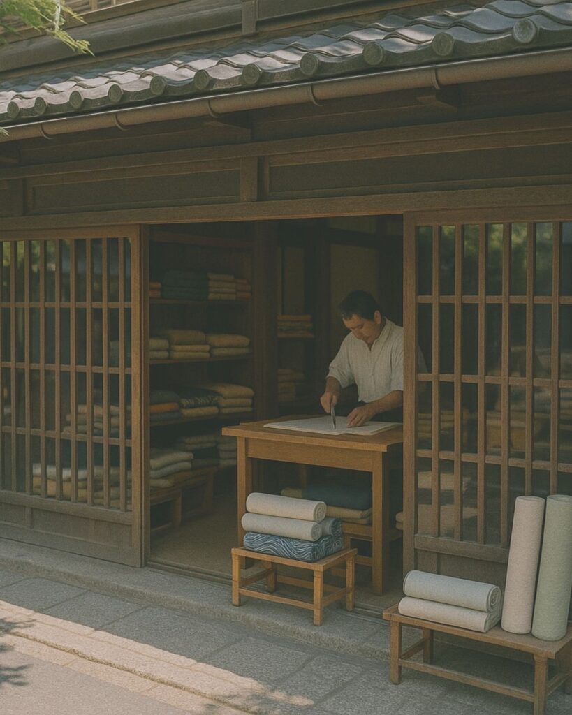 宝井其角の夏の俳句5選-代表作をわかりやすく解説！「越後屋に　衣さく音や　更衣」この俳句をイメージした画像