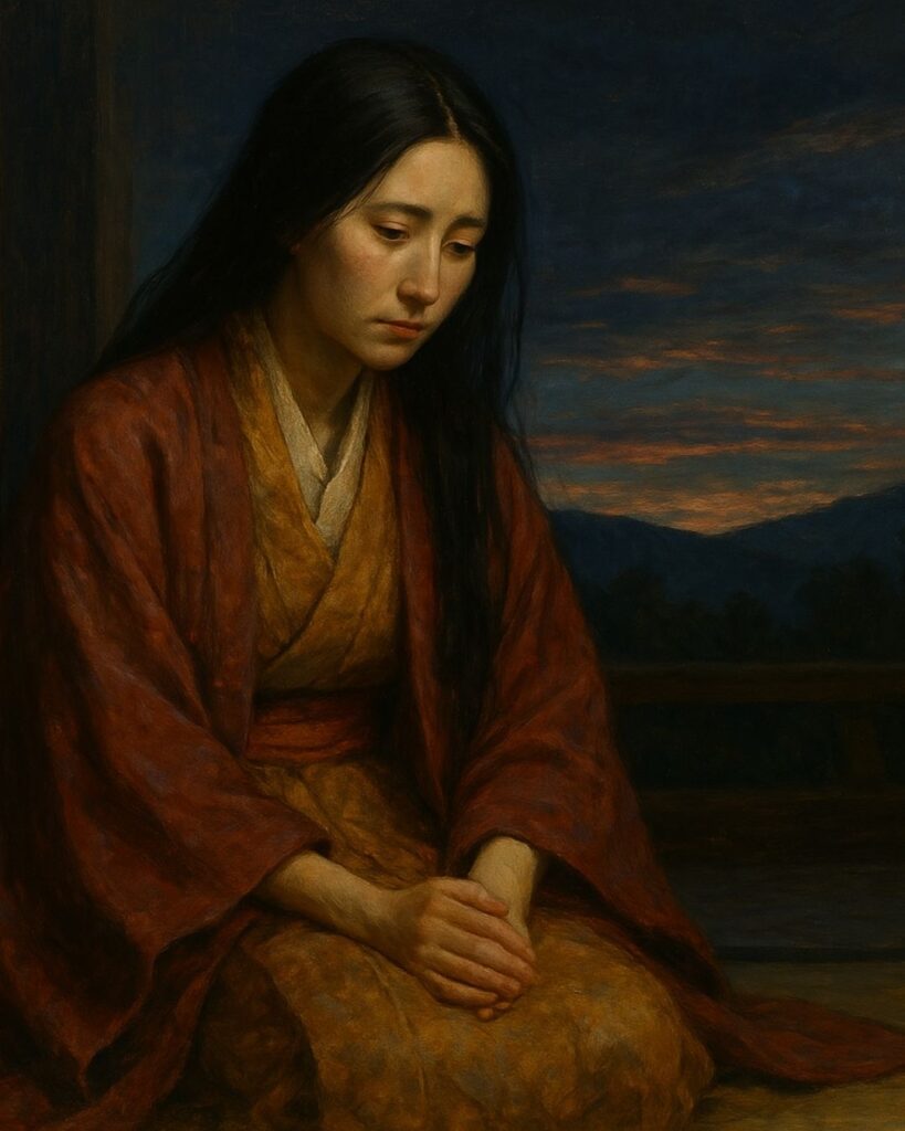 百人一首第56番 和泉式部『あらざらむ』背景解説–消えゆく夜の恋「あらざらむ この世のほかの 思ひ出に いまひとたびの 逢ふこともがな」の情景をテーマにしたイメージの画像