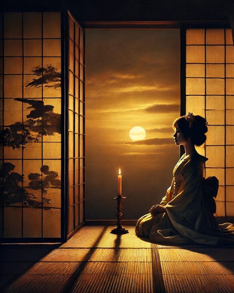 百人一首第54番 儀同三司母『忘れじの』背景解説–忘れぬ想い「忘れじの ゆく末までは かたければ 今日を限りの 命ともがな」の情景をテーマにした和歌とイメージの画像