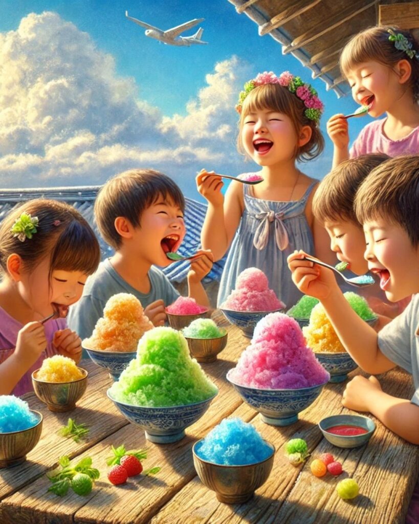 山口誓子の夏の俳句5選-代表作をわかりやすく解説!「匙なめて 童たのしも 夏氷」この俳句をイメージした画像