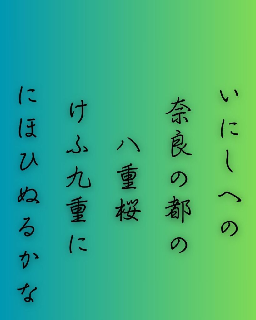 百人一首第61番 伊勢大輔『いにしへの』背景解説–宮の記憶「いにしへの 奈良の都の 八重桜 けふ九重に にほひぬるかな」の情景をテーマにした和歌の画像