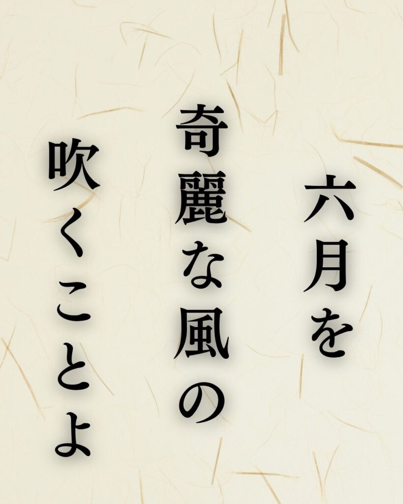 正岡子規の夏の俳句5選-代表作をわかりやすく解説！「六月を　奇麗な風の　吹くことよ」この俳句を記載した画像