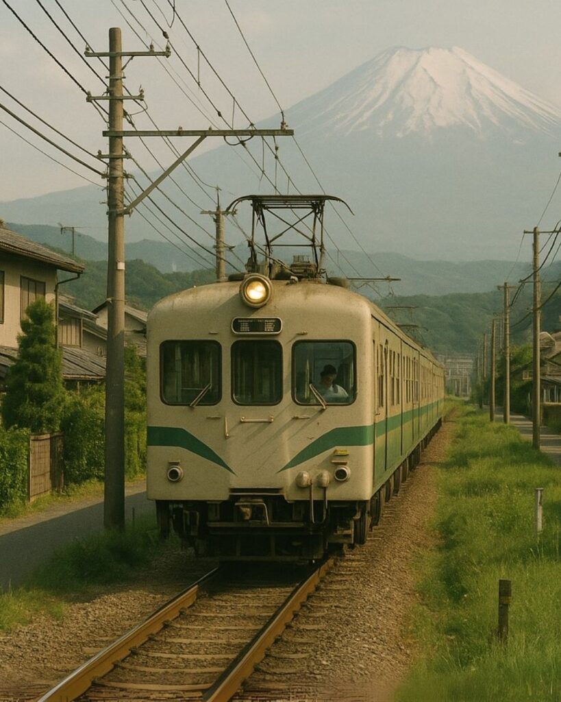 山口誓子の夏の俳句5選-代表作をわかりやすく解説!「この町の 電車をかしや 山開」この俳句をイメージした画像