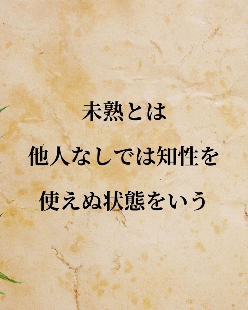 カント「未熟とは、他人なしでは知性を使えぬ状態をいう。」この名言のイラスト