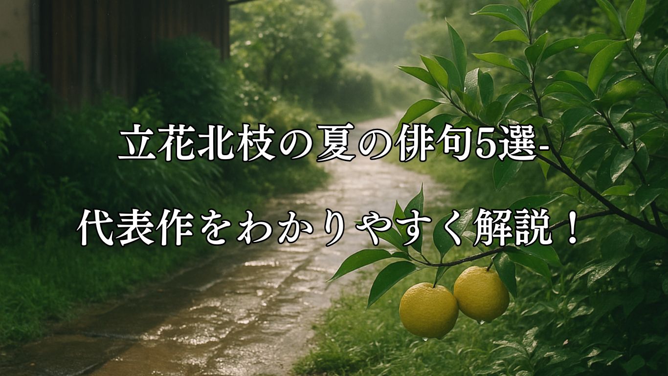 立花北枝の夏の俳句5選-代表作をわかりやすく解説！「夕立の　跡柚の薫る　日陰哉」この俳句をイメージした画像