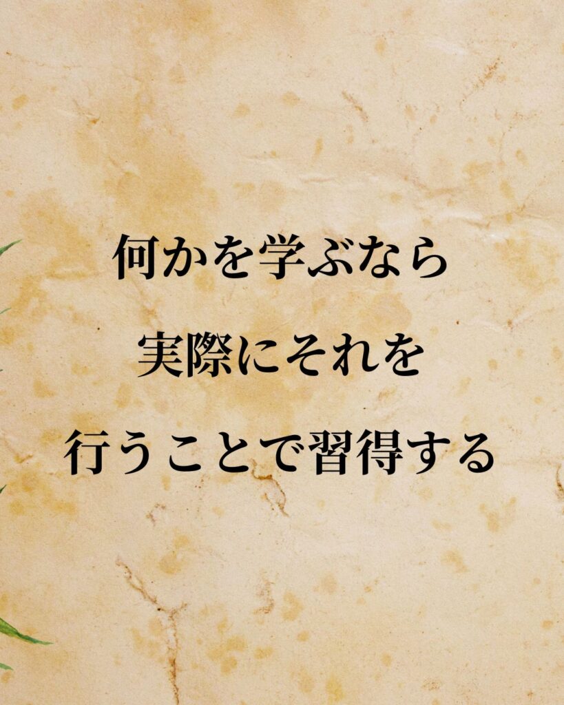 アリストテレス「何かを学ぶなら、実際にそれを行うことで習得する。」この名言のイラスト