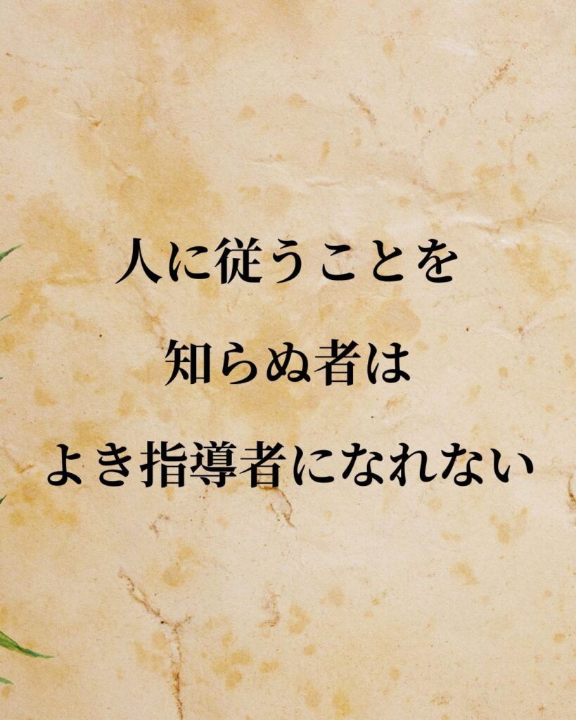 アリストテレス「人に従うことを知らぬ者は、よき指導者になれない。」この名言のイラスト
