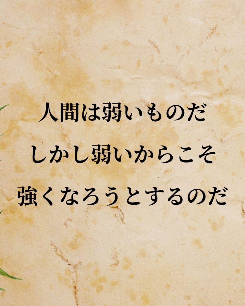 夏目漱石「人間は弱いものだ。しかし弱いからこそ、強くなろうとするのだ。」この名言のイラスト