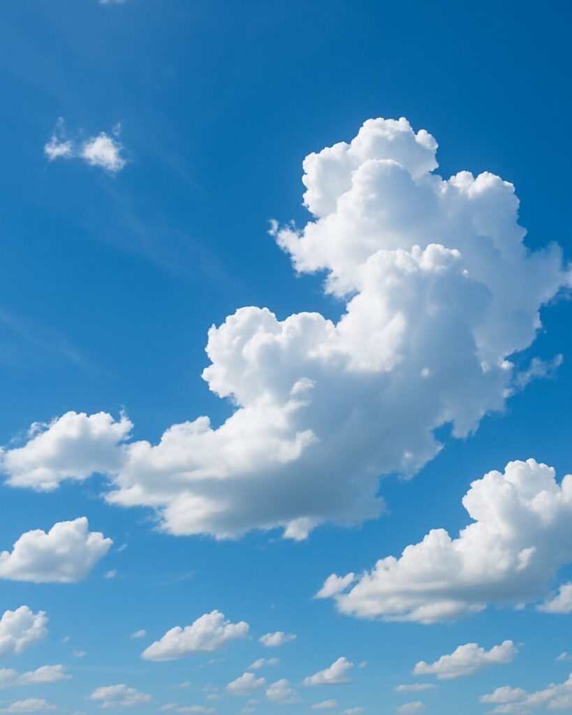 富安風生の夏の俳句5選-代表作をわかりやすく解説!「夏空へ 雲の落書 奔放に」この俳句をイメージした画像