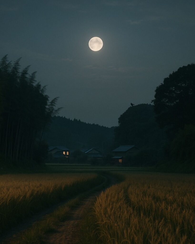 長塚節の夏の短歌5選-代表作をわかりやすく解説!「時鳥 竹やぶ多き 里過ぎて 麦のはたけの 月に鳴くなり」この短歌をイメージした画像