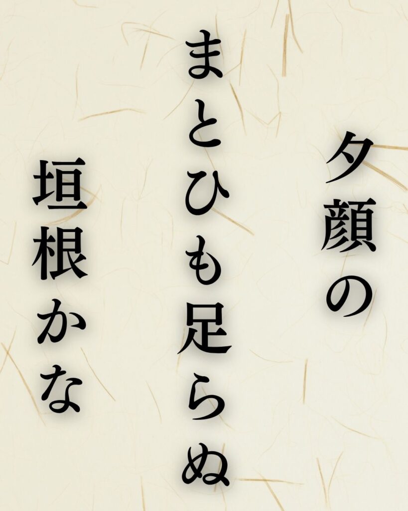 炭太祇の夏の俳句5選-代表作をわかりやすく解説!「夕顔の まとひも足らぬ 垣根かな」この俳句を記載した画像