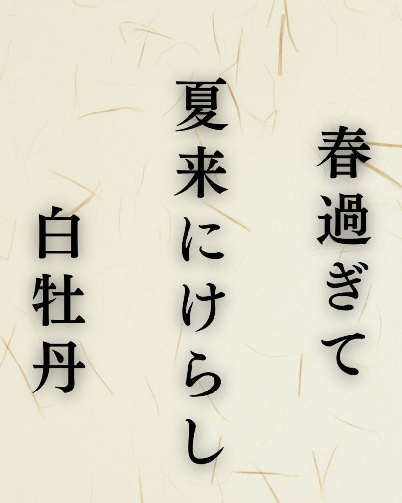 森川許六の夏の俳句5選-代表作をわかりやすく解説!「春過ぎて 夏来にけらし 白牡丹」この俳句を記載した画像