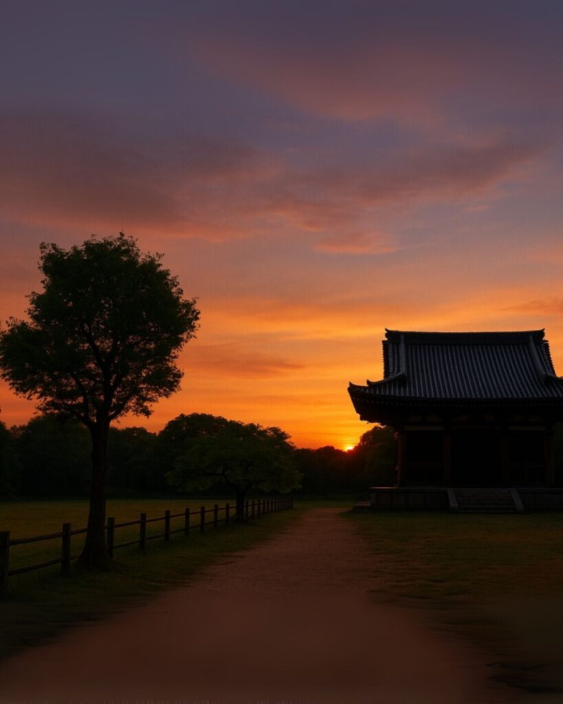 炭太祇の夏の俳句5選-代表作をわかりやすく解説!「葉ざくらの ひと木淋しや 堂の前」この俳句をイメージした画像