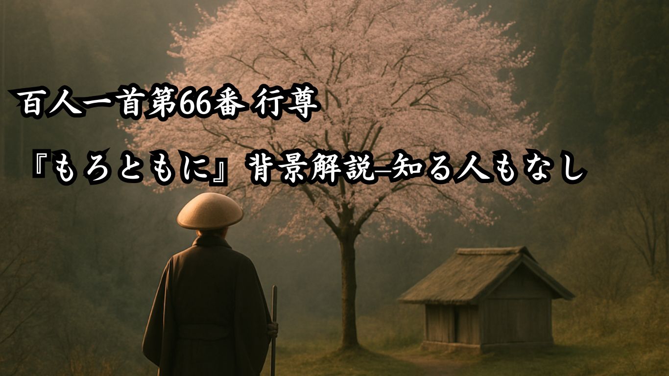 百人一首第66番 行尊『もろともに』背景解説–知る人もなし「もろともに　あはれと思へ　山桜　花よりほかに　知る人もなし」の情景をテーマにしたイメージの画像
