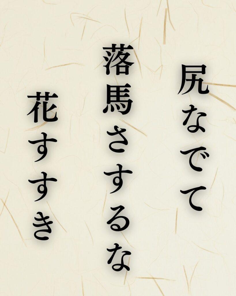向井去来の秋の俳句5選-代表作をわかりやすく解説!「尻なでて 落馬さするな 花すすき」この俳句を記載した画像