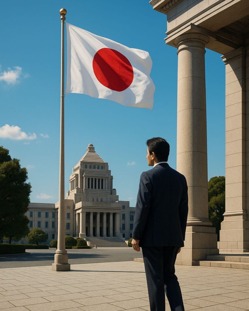 安倍晋三の名言9選–未来を託す言葉「日本は戦後、自由と民主を守った。その姿勢は揺るがない。」この名言のイメージイラスト